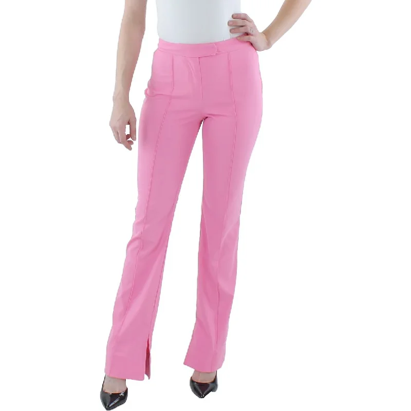 Tight trousers for women with decorative buttons and flattering silhouette for day wear -Jonathan Simkhai Womens Carmine Split Hems Pleated High-Waist Pants