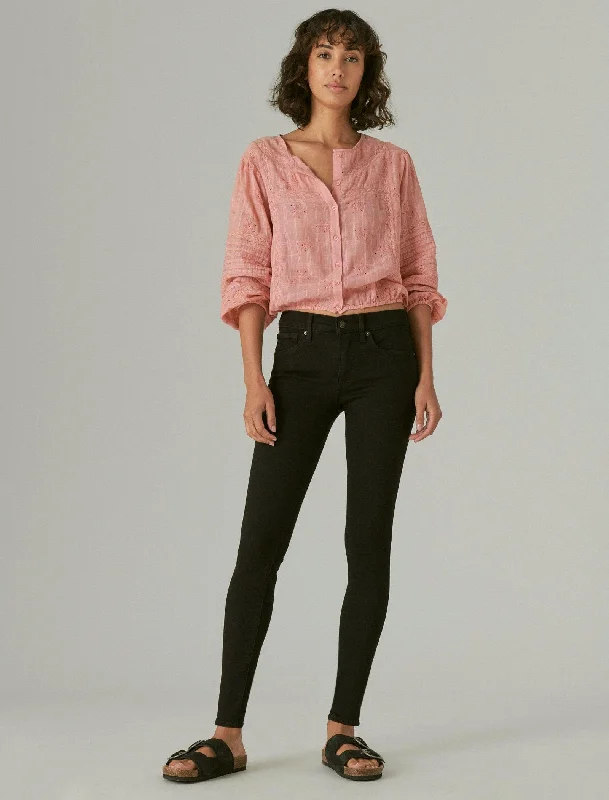 Vintage-inspired tight trousers for women with buttoned waist and retro charm -Lucky Brand Women's Mid Rise Ava Skinny