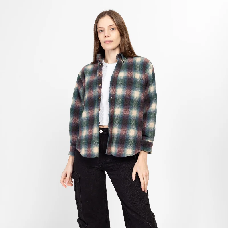 Chambray Shirts for Soft -XS-Sm 90s Blurred Plaid Wool Shirt