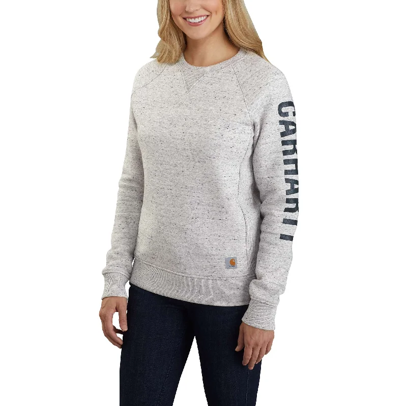 Hypoallergenic Blouses for Sensitive -Relaxed Fit Midweight Crewneck Block Logo Sleeve Graphic Sweatshirt