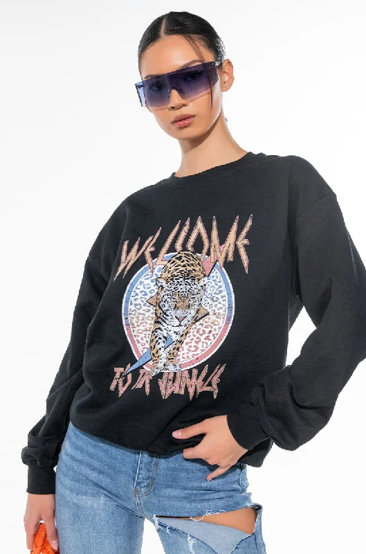 Dress Shirts for Formal Look -WELCOME TO THE JUNGLE CREW NECK SWEATSHIRT