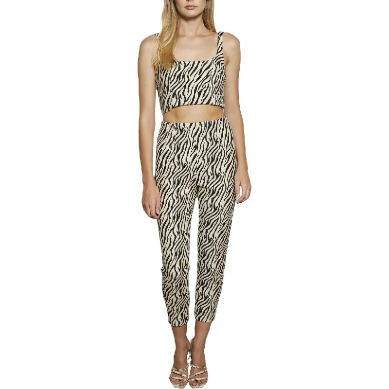 Retro-inspired tight trousers for men with a high-waisted fit and 80s vibe -Bec + Bridge Womens Cecile Zebra Slim Dress Pants