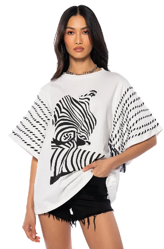 Modern Blouses for Trendy -GENESIS GRAPHIC PRINT FASHION SLEEVE T SHIRT