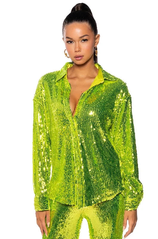 Casual Shirts for Everyday -LIMEADE DREAMING SEQUIN SHIRT