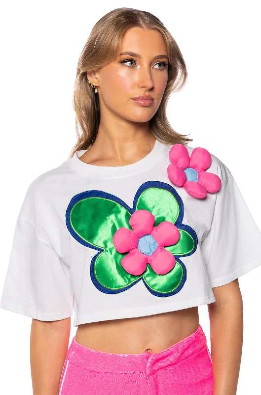 Sleeveless Blouses for Coolness -TULIP DREAMS CROPPED TSHIRT