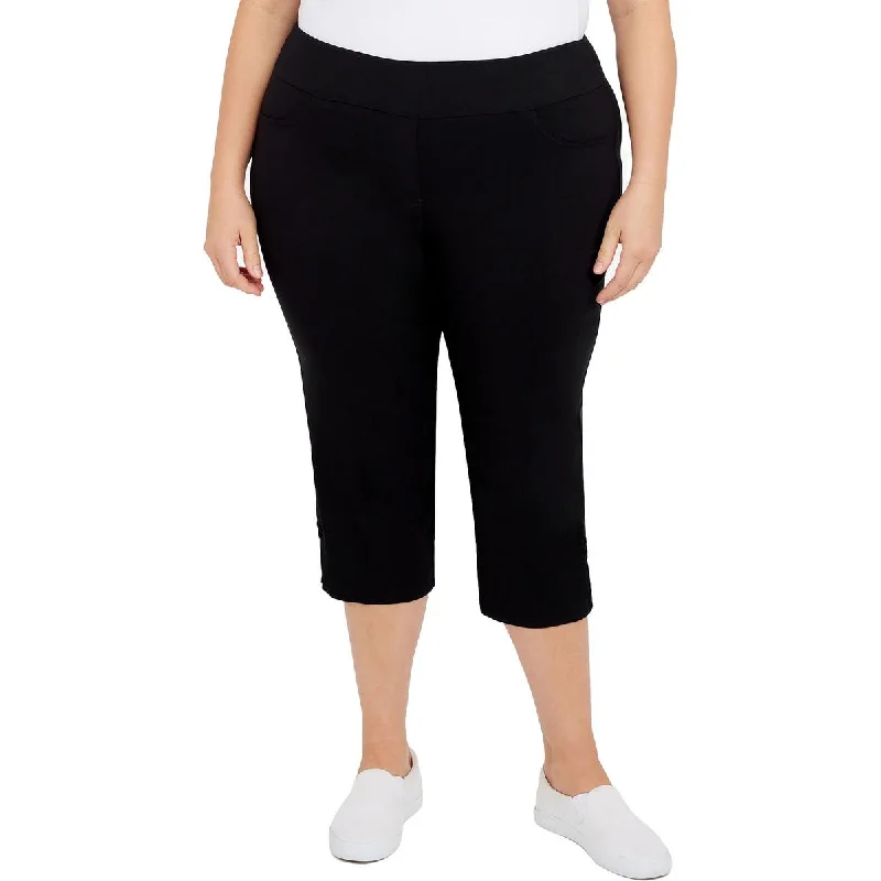 Stretchy tight trousers for women with soft fabric and flexible fit -Hearts of Palm Womens Plus Pull On Stretch Capri Pants