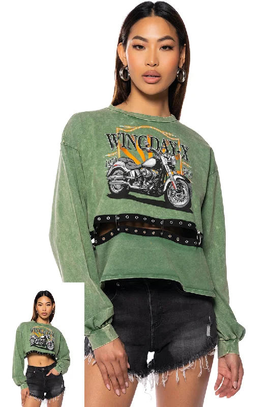 Formal Blouses for Business -WILD RIDE LONG SLEEVE GRAPHIC TSHIRT