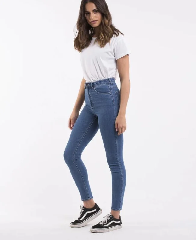 Stylish tight trousers for women with high-waisted fit for flattering look -Silent Theory Vice High Skinny Jean Blue Bell