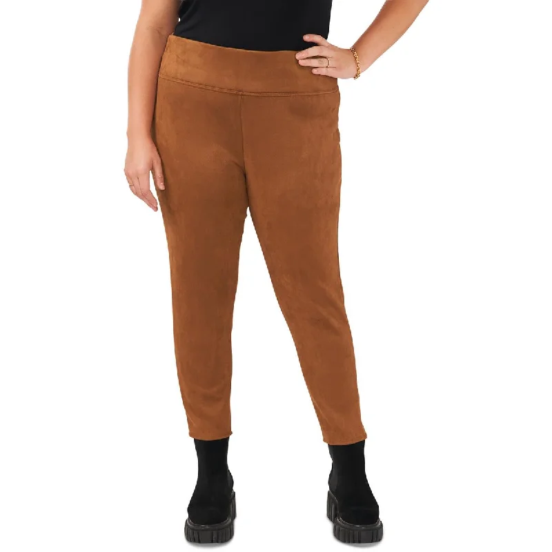 Tight trousers for women with vertical stripes and slimming effect for a sleek look -Vince Camuto Womens Plus Faux Suede Pull On Leggings