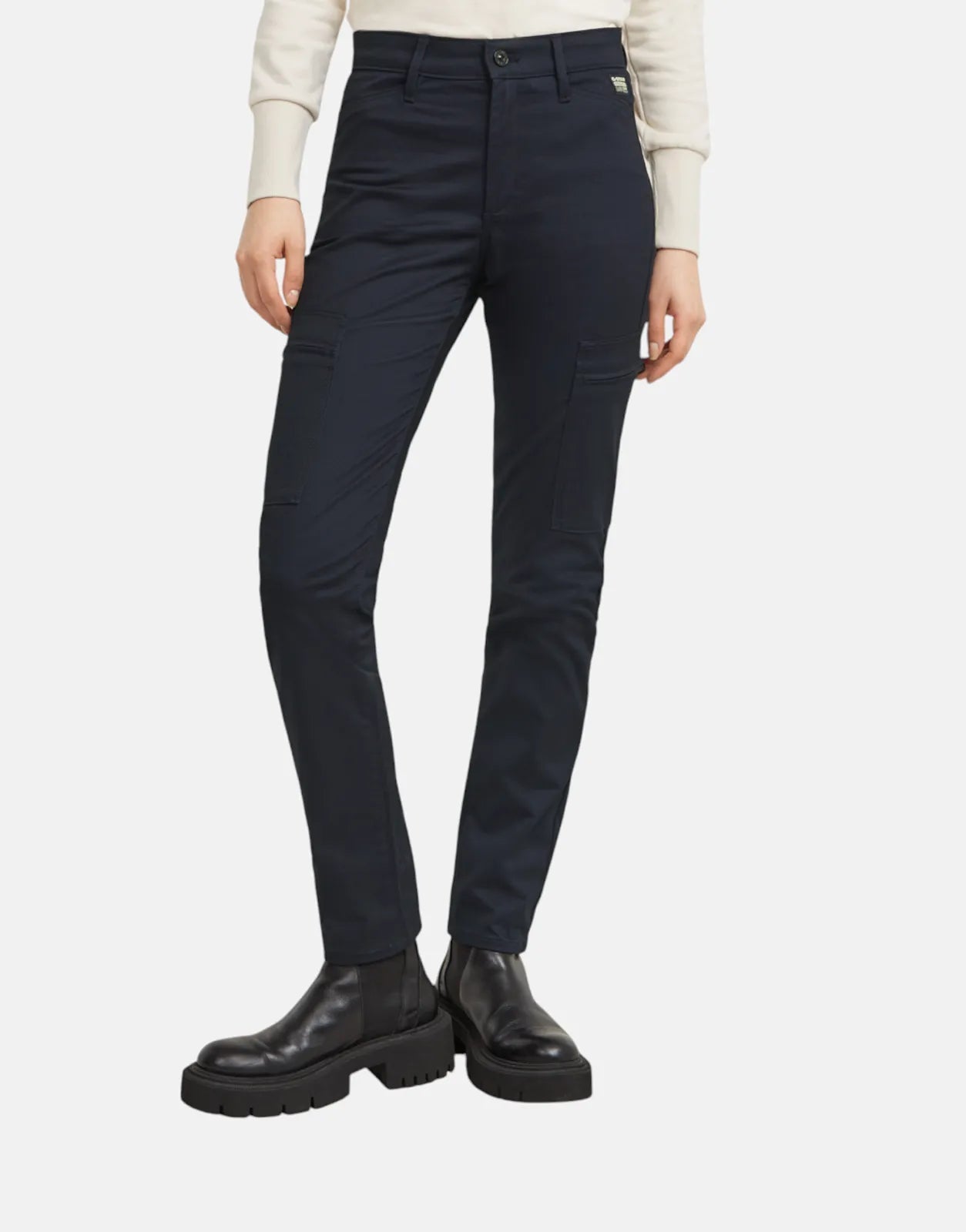 Casual tight trousers for women with comfy waistband and minimalistic style -G-Star RAW Skinny Ladies Cargo 2.0 Osaka Blue