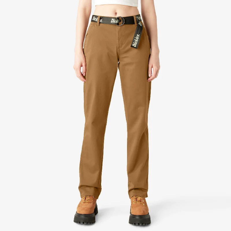 Formal tight trousers for women with sharp crease and sophisticated tailoring -Dickies Women's High Waisted Carpenter Pants