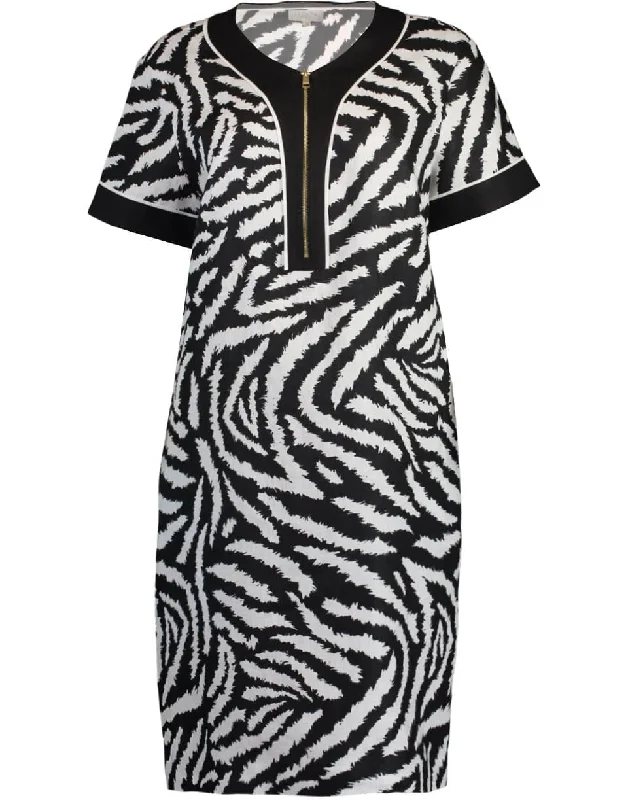 Mother's Day Dresses for Gift -Dadye Short Sleeve Zebra Print Dress