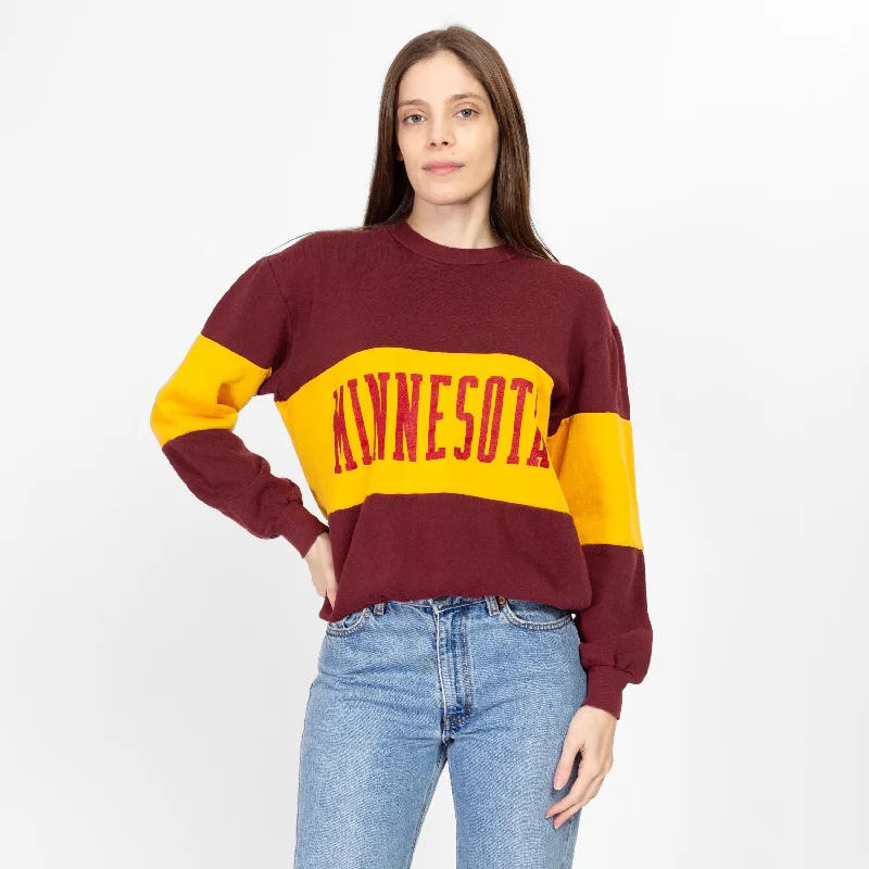 Chiffon Blouses for Feminine -Med-Lrg 90s University Of Minnesota Striped Sweatshirt