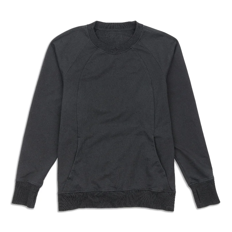 V Neck Blouses for Flattering -Scuba Crewneck Sweatshirt - Resale