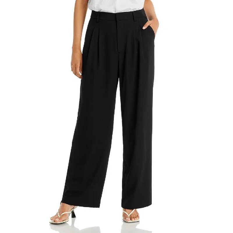 Straight-leg tight trousers for men with sharp crease and streamlined design -WAYF Womens Wilson Pleated Wide Leg Trouser Pants