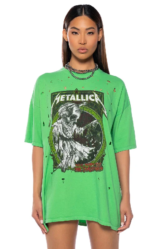 Maximalist Blouses for Bling -METALLICA GRAPHIC T SHIRT IN GREEN