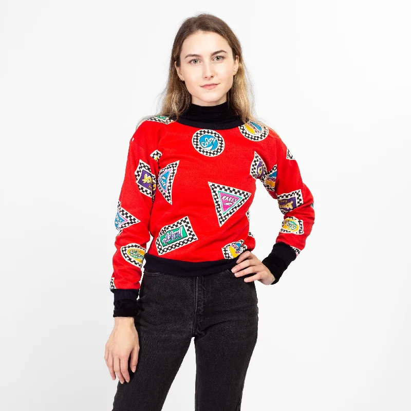 Resort Blouses for Holiday -XXS 80s Red Race Car All-Over Print Sweatshirt