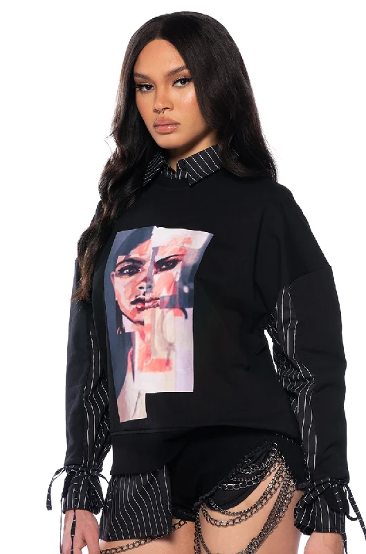 Tarnish Resistant Blouses for Long -GOT THAT EDGE LAYERED SWEATSHIRT