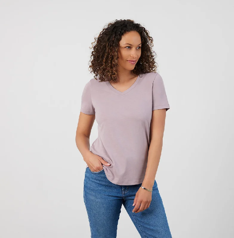 Leverback Blouses for Comfort -Threshold V-Neck T-Shirt Standard Fit - Misty Mauve