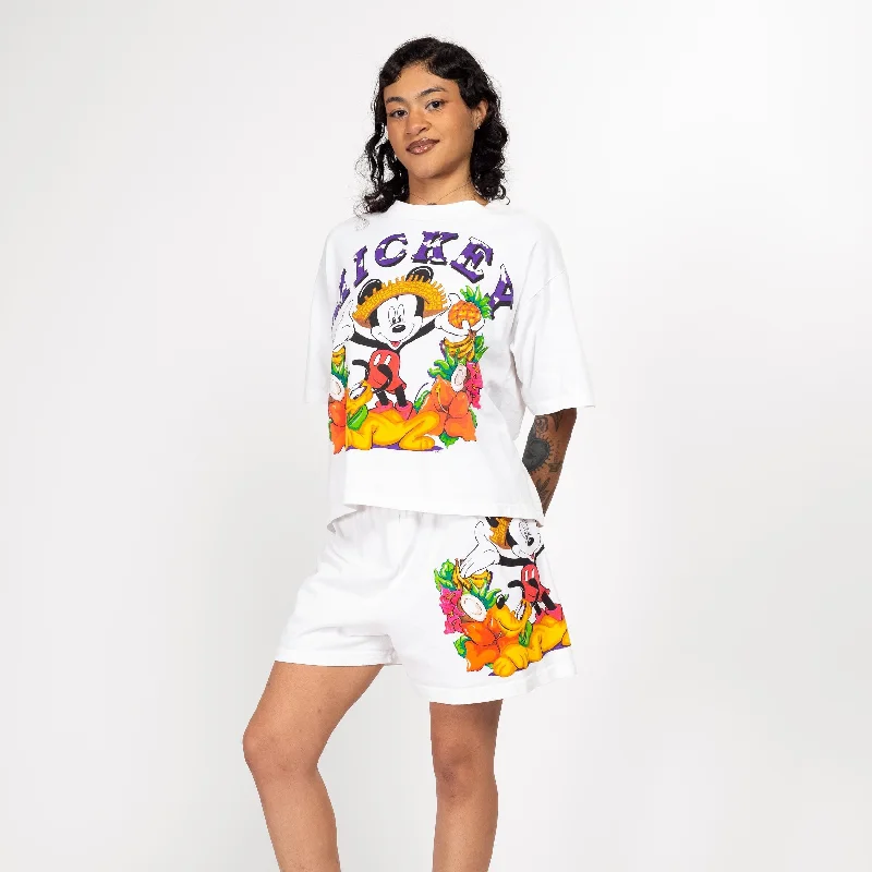 Heavy Duty Blouses for Durable -Medium 90s Mickey Mouse T Shirt & Shorts Lounge Set