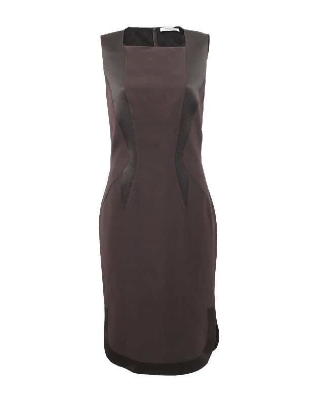 Faux Leather Dresses for Affordable -Fitted Dress With Satin Details