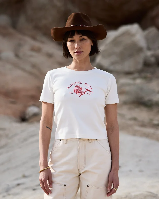 Short Sleeve Blouses for Summer -Ringer's Ruin Baby T-Shirt - Off White