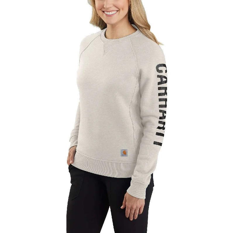 Indian Blouses with Intricacy -Relaxed Fit Midweight Crewneck Block Logo Sleeve Graphic Sweatshirt