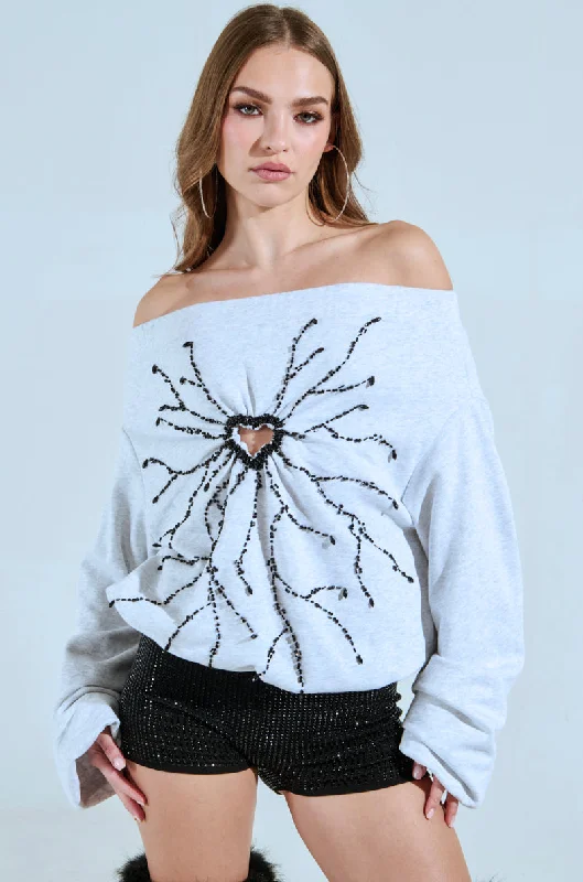 Ruffled Blouses for Girly -TOO MUCH LOVE TO GIVE SWEATSHIRT