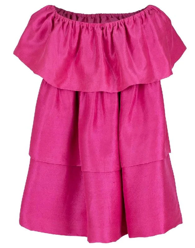 Evening Dresses for Formal Events -Kamilla Raw Silk Bubblegum Dress