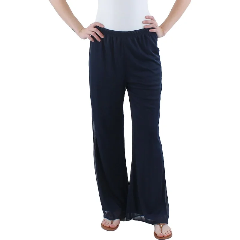 Loose-fitting tight trousers for women with stretchy waistband for ultimate comfort -R&M Richards Womens Petites Mid-Rise Dressy Straight Leg Pants