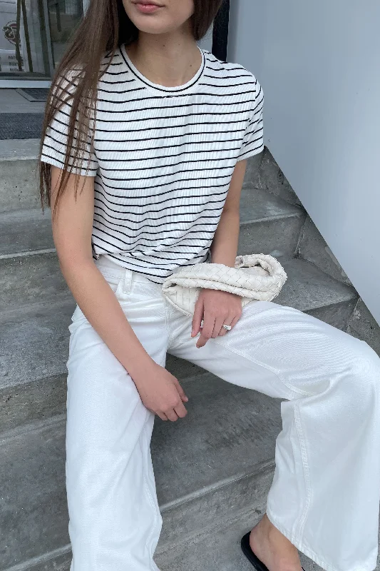 Modern Blouses for Trendy -CROPPED STRIPED T-SHIRT