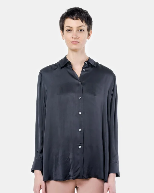 Floral Blouses for Romantic -Elma Air Shirt in Black