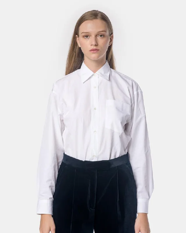 Tarnish Resistant Blouses for Long -Charle Shirt in White