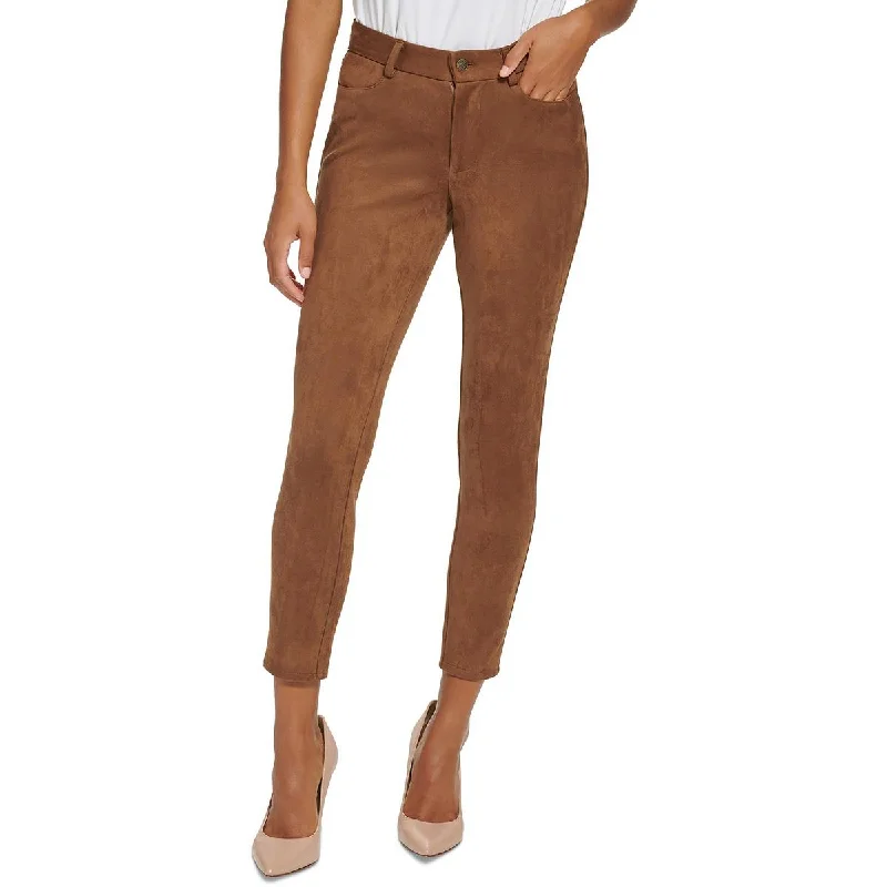 High-waisted tight trousers for women with tapered leg and vintage-inspired design -Tommy Hilfiger Womens Faux Suede High Rise Ankle Pants