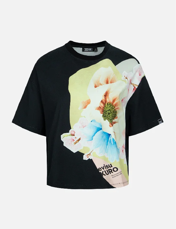 Embroidered Blouses for Detail -Floral Collage Print T-shirt