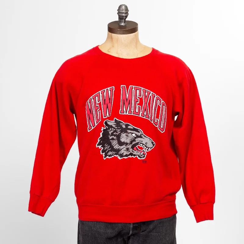 Long Sleeve Blouses for Coverage -Large 80s University Of New Mexico Lobos Sweatshirt